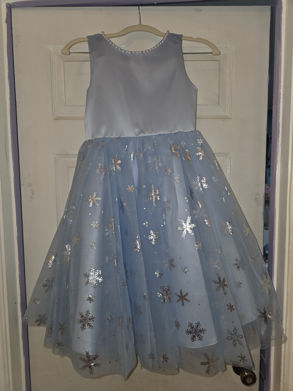 JJs House Light Blue Satin & Snowflake Tulle Party Dress